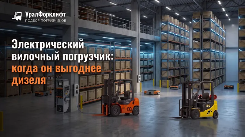 Электрический и газобаллонный вилочные погрузчики на складе