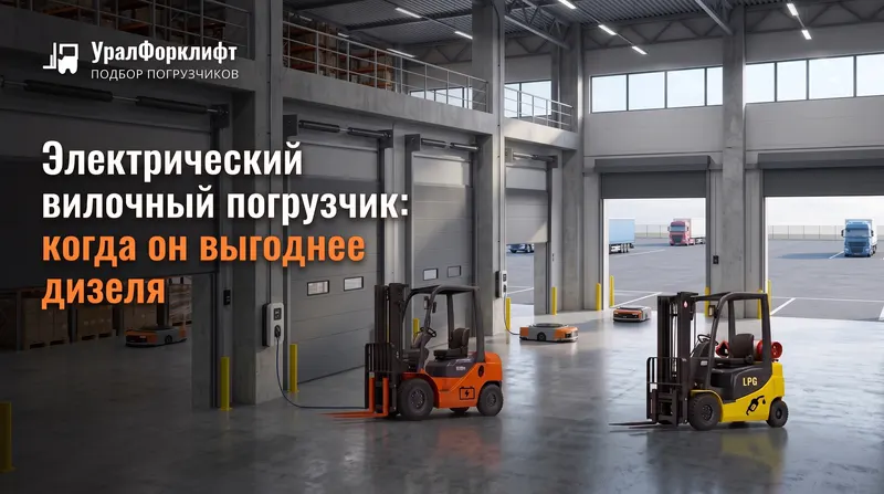 Электрический вилочный погрузчик заряжается на разгрузочной площадке склада